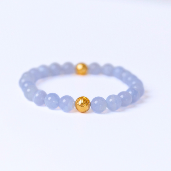 Blue Lace Agate Crystal Gold Peace · Truth · Harmony