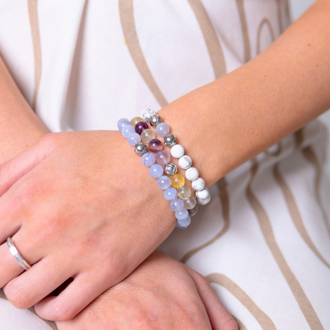 Blue Lace Agate Energy Crystal Bracelet Communication • Calm • Expression