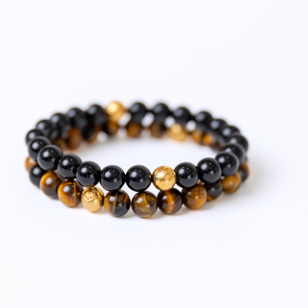 Tigers Eye & Obsidian Crystal Gold Strength · Protection · Power