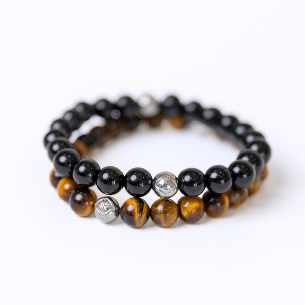 Tigers Eye & Obsidian Crystal Silver Strength · Protection · Power