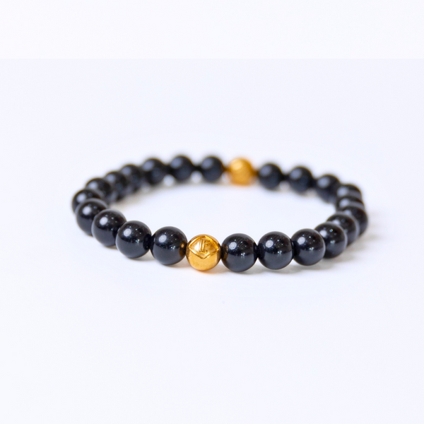 Black Obsidian Crystal Bracelet Gold Grounding · Protection · Strength