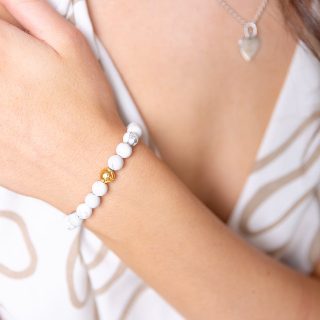 Howlite Energy Crystal Bracelet Peace • Patience • Balance