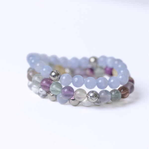 Howlite Blue Lace Agate & Colourful Fluorite Crystal Silver Stillness · Harmony · Truth