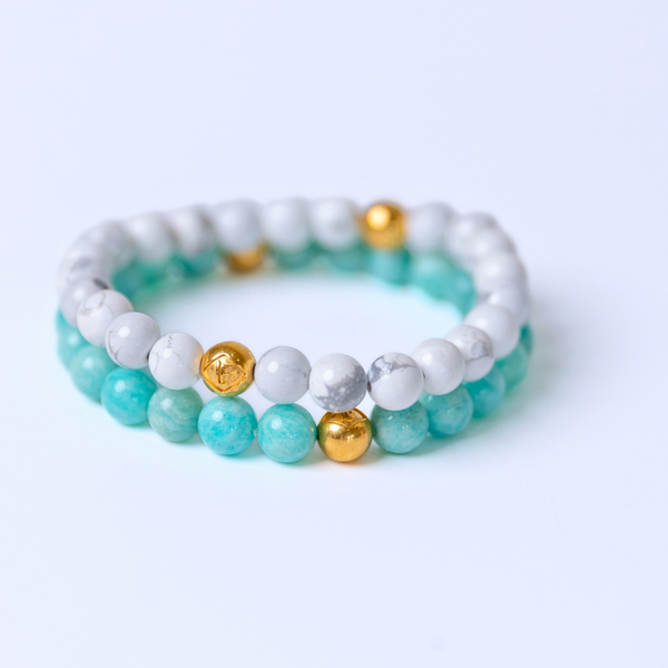 Amazonite & Howlite Crystal Gold Harmony · Strength
