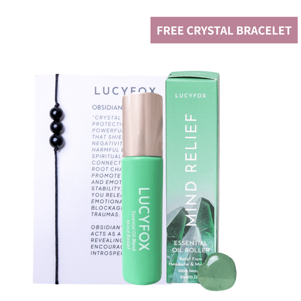 Headaches & Migraines Mind Relief Blended Essential Oil Roller + Free Crystal Bracelet