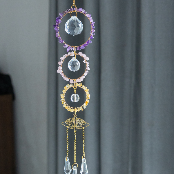 Solace Crystal Suncatcher Amethyst Rose Citrine  · Peace · Love · Joy