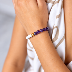 Amethyst & Howlite Crystal Energy Bracelet Calm • Intuition • Peace