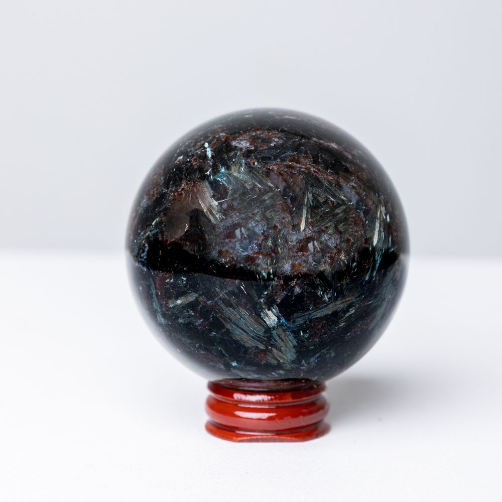 Black crystal sphere on a white background