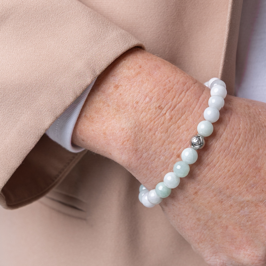 Burmese Jade Crystal Bracelet Silver