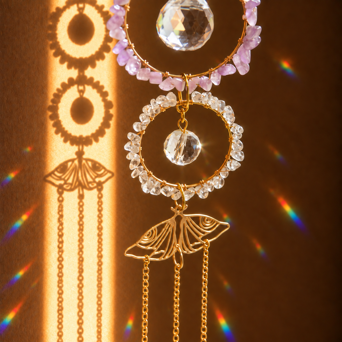 Solace Crystal Suncatcher Healing · Lepidolite Amazonite Clear Quartz Calmness· Energy