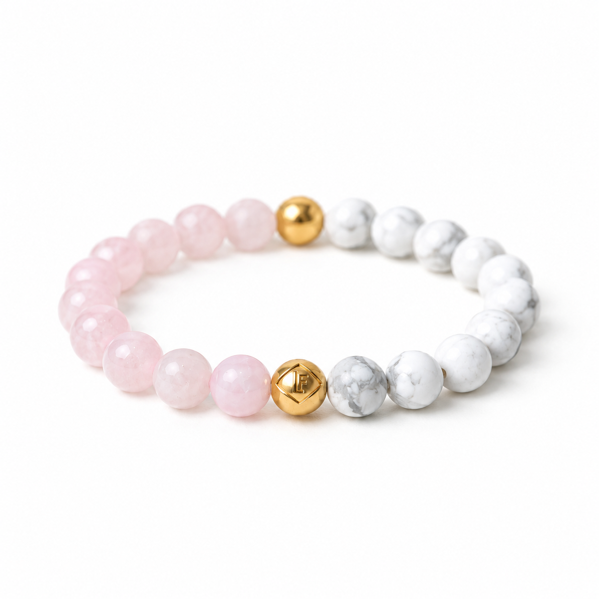 Rose Quartz & Howlite Energy Crystal Bracelet Love • Calm • Compassion