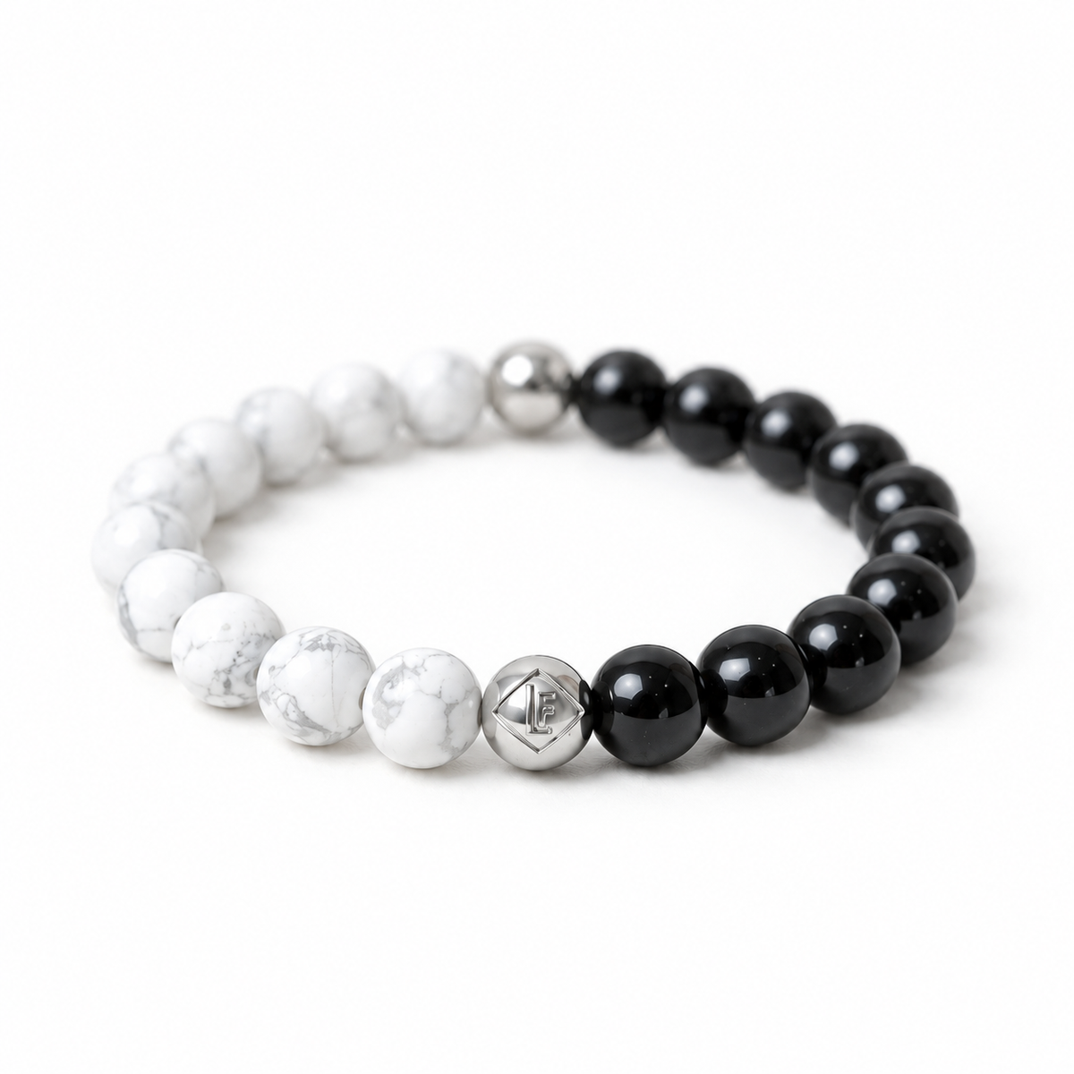Obsidian & Howlite Energy Crystal Bracelet Protection • Calm • Grounding