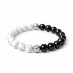 Obsidian & Howlite Energy Crystal Bracelet Protection • Calm • Grounding
