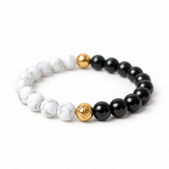 Obsidian & Howlite Energy Crystal Bracelet Protection • Calm • Grounding