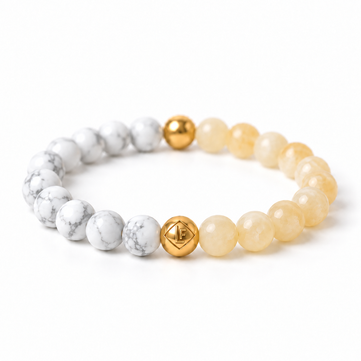 Howlite & Yellow Topaz Energy Crystal Bracelet Peace • Abundance • Opportunity