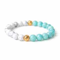 Amazonite & Howlite Crystal Energy Bracelet Soothing • Balance • Emotional Flow
