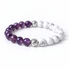 Amethyst & Howlite Crystal Energy Bracelet Calm • Intuition • Peace