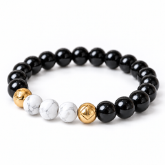 Obsidian Howlite Energy Crystal Bracelet Protection • Calm • Grounding