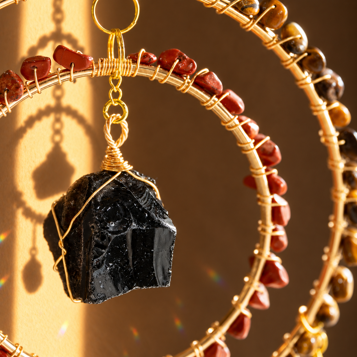 Amara Tigers Eye Red Jasper & Obsidian Protection • Strength • Grounding