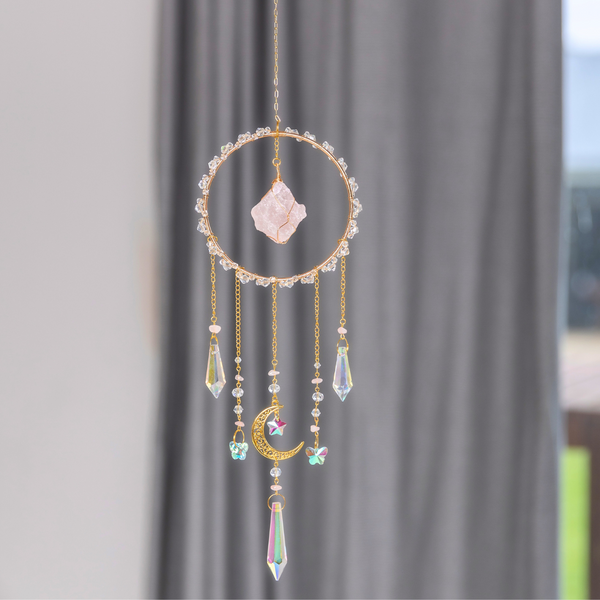 Infinity Rose Quartz suncatcher Unconditional Love & Compassion