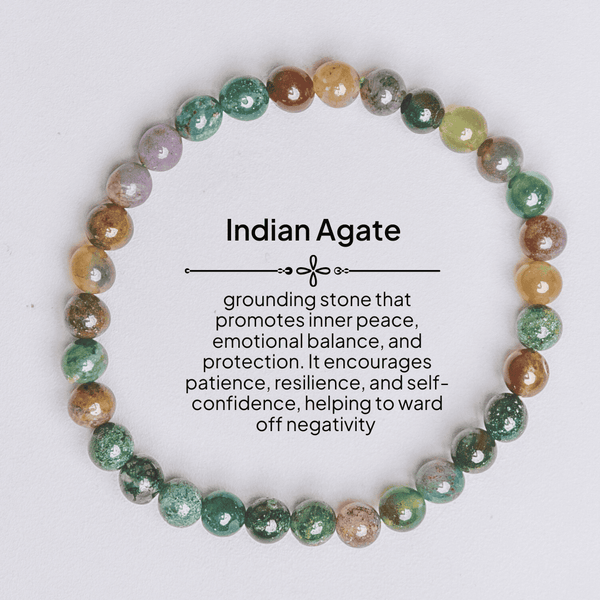 Eternity Indian Agate Crystal Bracelet Inner Peace, Stability & Emotional Balance