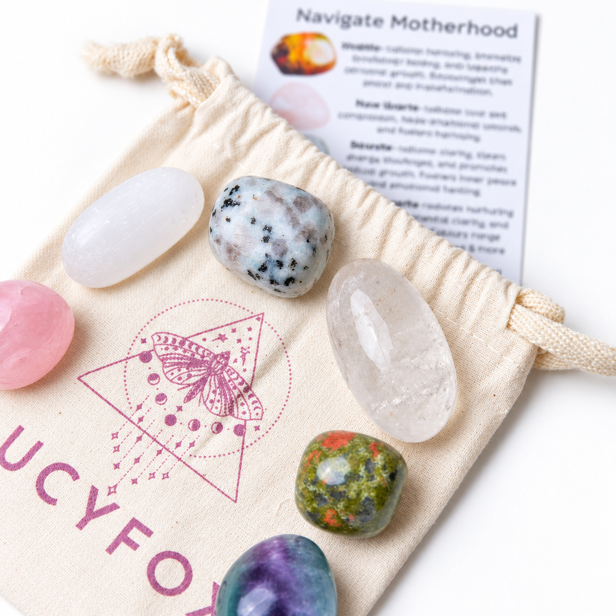 Navigate Motherhood Tumble Crystal Collection Love • Nurturing • Strength