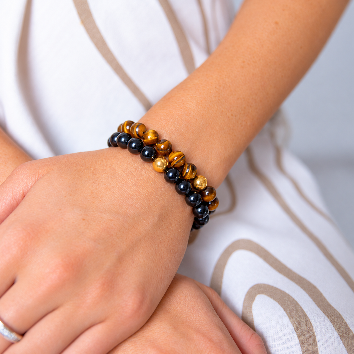 Black Obsidian Crystal Bracelet Protection • Grounding • Strength
