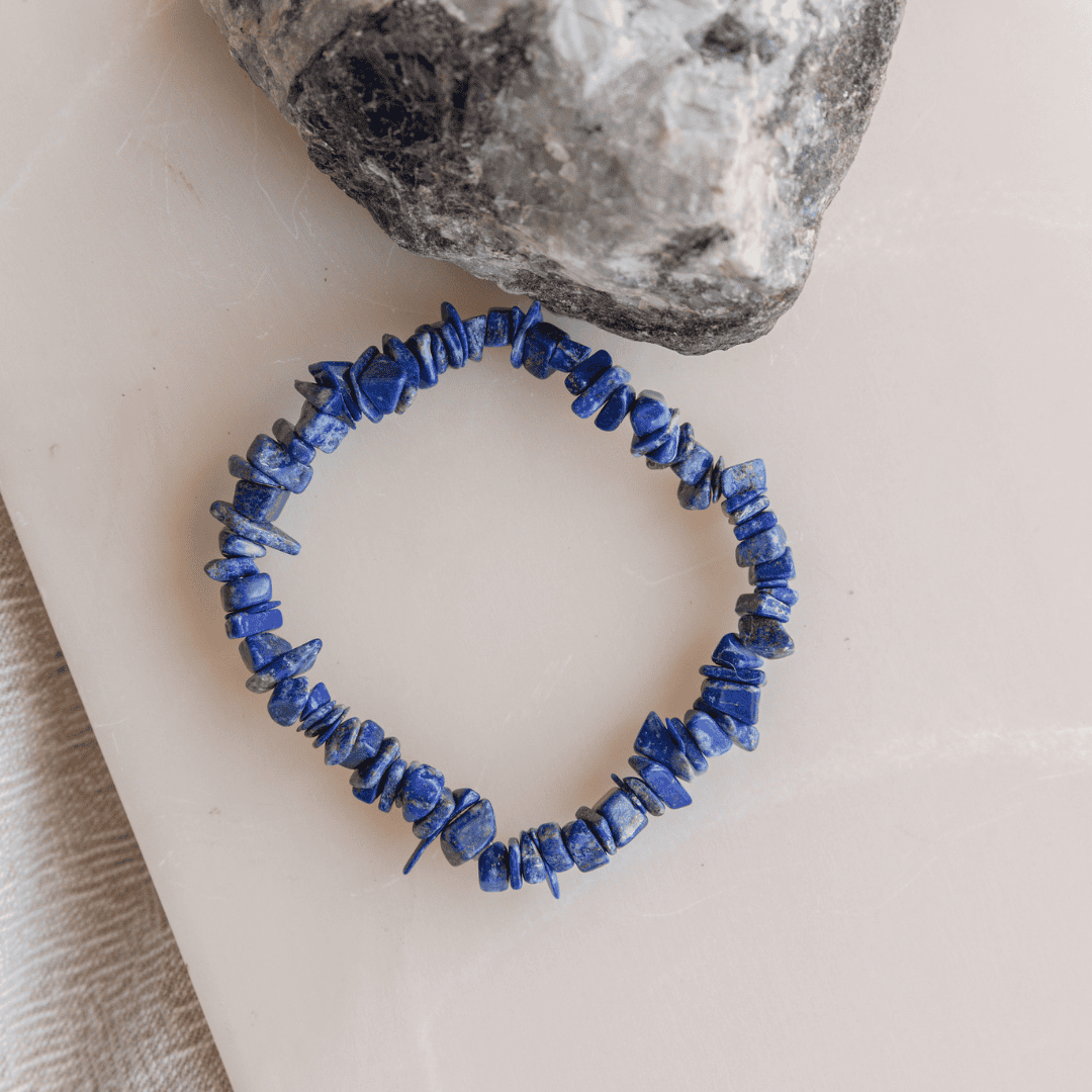 Azari Lapis Lazuli Stone Chip Bracelet Release Stress & Bring Deep Peace