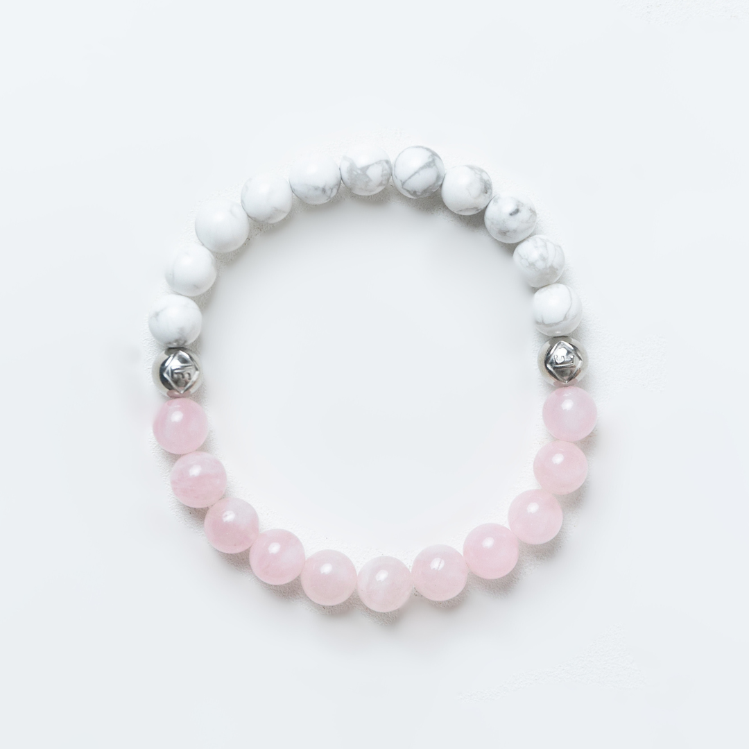 Rose Quartz & Howlite Energy Crystal Bracelet Love • Calm • Compassion