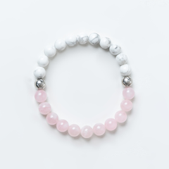 Rose Quartz & Howlite Energy Crystal Bracelet Love • Calm • Compassion