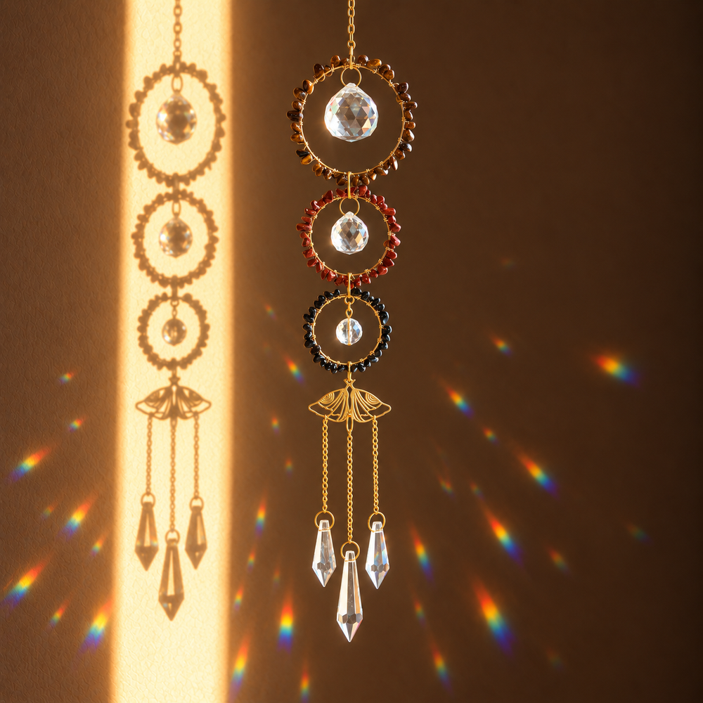 Solace Crystal Suncatcher Tiger Eye Red Jasper Obsidian · Ground · Protect · Empower