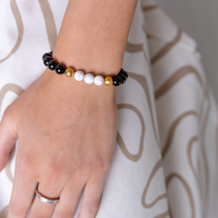 Obsidian Howlite Energy Crystal Bracelet Protection • Calm • Grounding